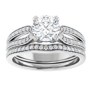 Rings 14K White 6.5 mm Round Engagement Ring Mounting
