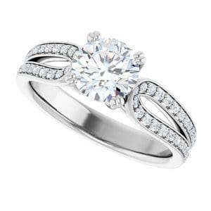 Rings 14K White 6.5 mm Round Engagement Ring Mounting