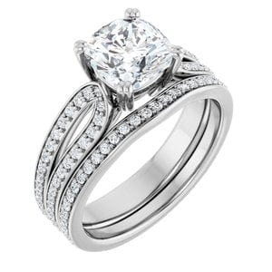 Rings 14K White 7 mm Cushion Engagement Ring Mounting