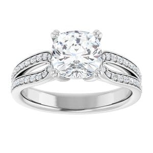 Rings 14K White 7 mm Cushion Engagement Ring Mounting