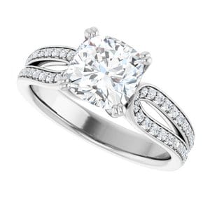 Rings 14K White 7 mm Cushion Engagement Ring Mounting