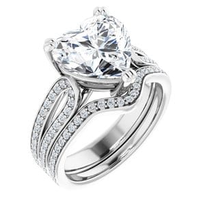 Rings 14K White 10x10 mm Heart Engagement Ring Mounting
