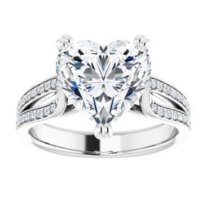 Rings 14K White 10x10 mm Heart Engagement Ring Mounting