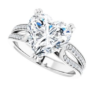 Rings 14K White 10x10 mm Heart Engagement Ring Mounting