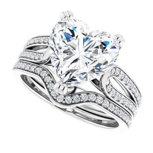 Rings 14K White 10x10 mm Heart Engagement Ring Mounting