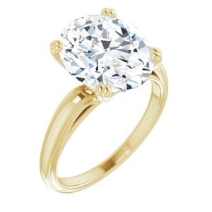 Rings 10K Yellow 12x10 mm Oval Engagement Ring Mounting