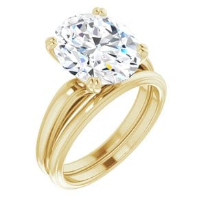 Rings 10K Yellow 12x10 mm Oval Engagement Ring Mounting