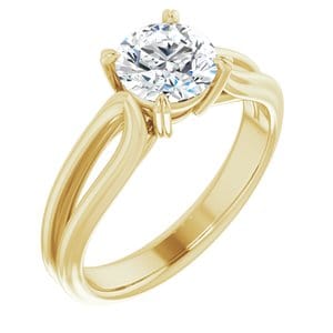 Rings 14K Yellow 6.5 mm Round Engagement Ring Mounting