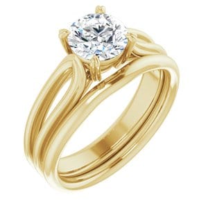 Rings 14K Yellow 6.5 mm Round Engagement Ring Mounting