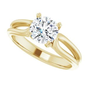 Rings 14K Yellow 6.5 mm Round Engagement Ring Mounting