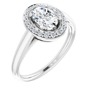 Rings 14K White 7x5 mm Oval Engagement Ring Mounting