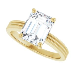 Rings 14K Yellow  9x7 mm Emerald Solitaire Engagement Ring Mounting