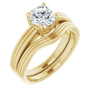 Rings 10K Yellow 6.5 mm Round Engagement Ring Mounting
