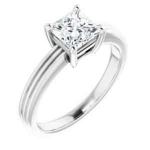 Rings 14K White  5.5 mm Square Solitaire Engagement Ring Mounting