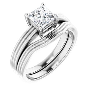 Rings 14K White  5.5 mm Square Solitaire Engagement Ring Mounting