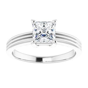 Rings 14K White  5.5 mm Square Solitaire Engagement Ring Mounting