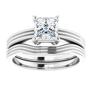 Rings 14K White  5.5 mm Square Solitaire Engagement Ring Mounting