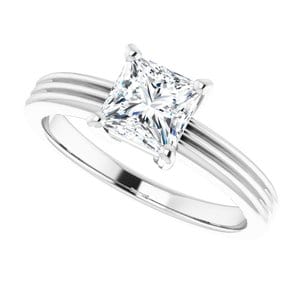 Rings 14K White  5.5 mm Square Solitaire Engagement Ring Mounting