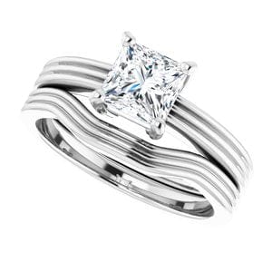 Rings 14K White  5.5 mm Square Solitaire Engagement Ring Mounting