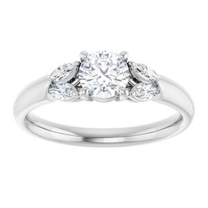 Rings 14K White 5.2 mm Round Engagement Ring Mounting