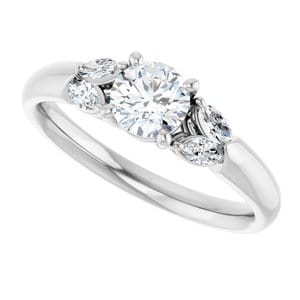 Rings 14K White 5.2 mm Round Engagement Ring Mounting