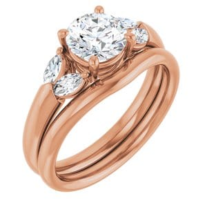 Rings 14K Rose 6.5 mm Round Engagement Ring Mounting