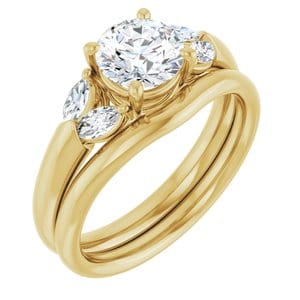 Rings 14K Yellow 6.5 mm Round Engagement Ring Mounting