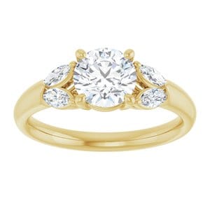 Rings 14K Yellow 6.5 mm Round Engagement Ring Mounting