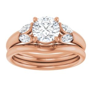 Rings 14K Rose 6.5 mm Round Engagement Ring Mounting
