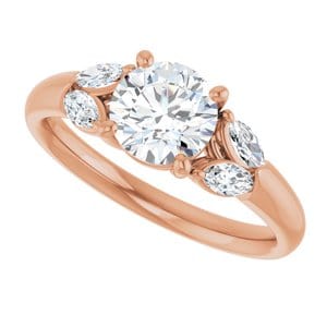 Rings 14K Rose 6.5 mm Round Engagement Ring Mounting
