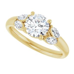 Rings 14K Yellow 6.5 mm Round Engagement Ring Mounting