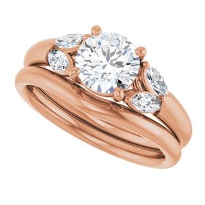 Rings 14K Rose 6.5 mm Round Engagement Ring Mounting