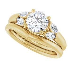 Rings 14K Yellow 6.5 mm Round Engagement Ring Mounting
