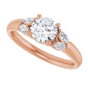 Rings 14K Rose 6 mm Round Engagement Ring Mounting