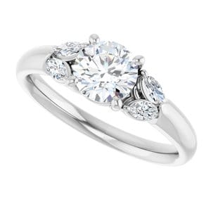 Rings 14K White 6 mm Round Engagement Ring Mounting