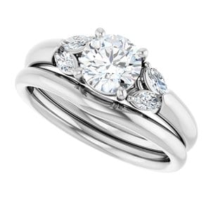 Rings 14K White 6 mm Round Engagement Ring Mounting