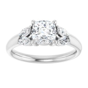 Rings 14K White 6 mm Cushion Engagement Ring Mounting
