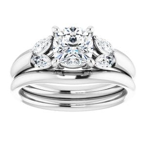 Rings 14K White 6 mm Cushion Engagement Ring Mounting