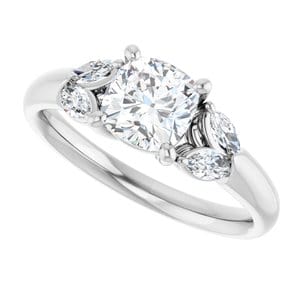 Rings 14K White 6 mm Cushion Engagement Ring Mounting