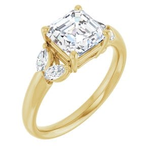 Rings 14K Yellow 7 mm Asscher Engagement Ring Mounting