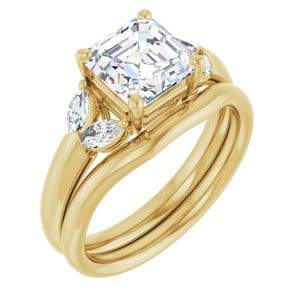Rings 14K Yellow 7 mm Asscher Engagement Ring Mounting
