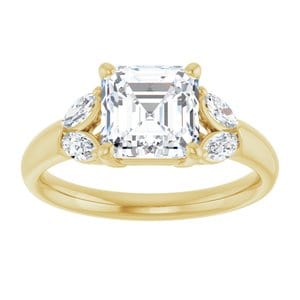 Rings 14K Yellow 7 mm Asscher Engagement Ring Mounting