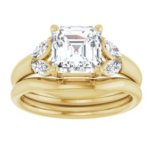 Rings 14K Yellow 7 mm Asscher Engagement Ring Mounting