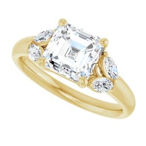 Rings 14K Yellow 7 mm Asscher Engagement Ring Mounting