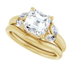 Rings 14K Yellow 7 mm Asscher Engagement Ring Mounting