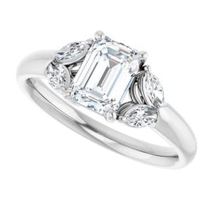 Rings 14K White 7x5 mm Emerald Engagement Ring Mounting