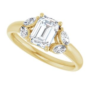 Rings 14K Yellow 7x5 mm Emerald Engagement Ring Mounting