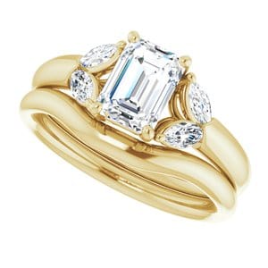 Rings 14K Yellow 7x5 mm Emerald Engagement Ring Mounting