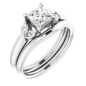 Rings 14K White 5 mm Square Engagement Ring Mounting