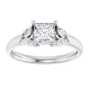 Rings 14K White 5 mm Square Engagement Ring Mounting